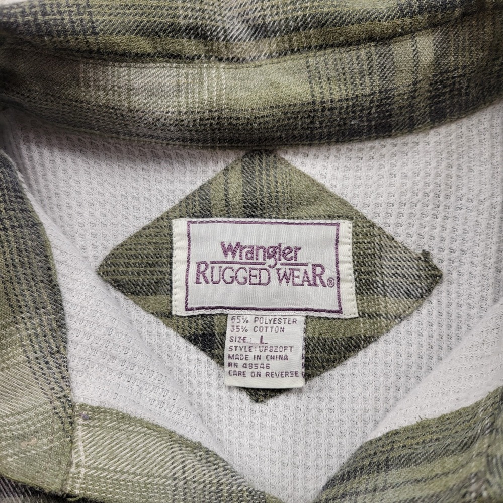 Wrangler Rugged Wear green‎ plaid lined flannel shirt size L - Picture 5 of 5